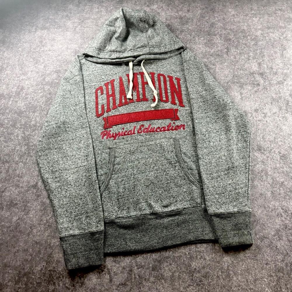 Champion Men’s M Gray Red Physical Education Vintage Style Hoodie